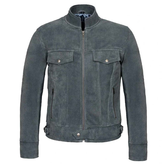 Top Quailty Mens Grey Suede Leather Jacket