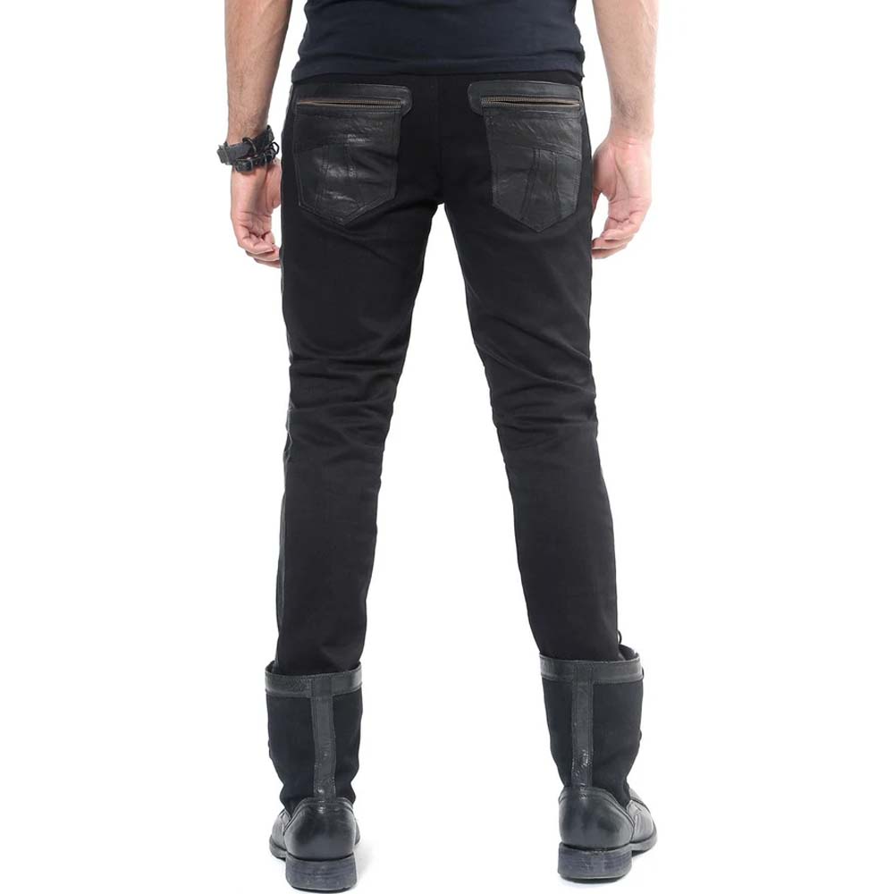 Mens Premium Quality Black Leather Zipper Pant