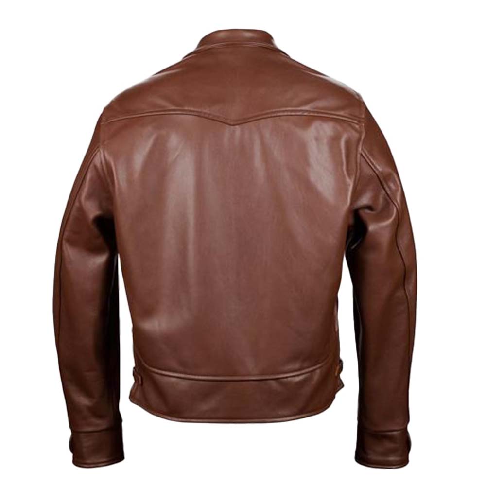 Superior Quality Brown Cowhide Mens Leather Trucker Jacket