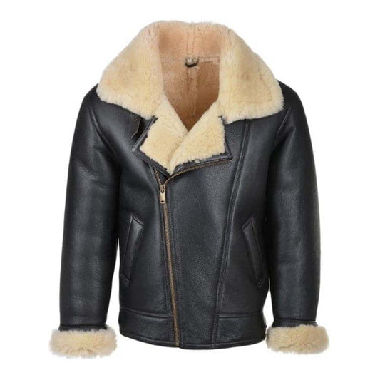 Mens B3 Real Sheepskin Shearling Fur Bomber Leather Jacket