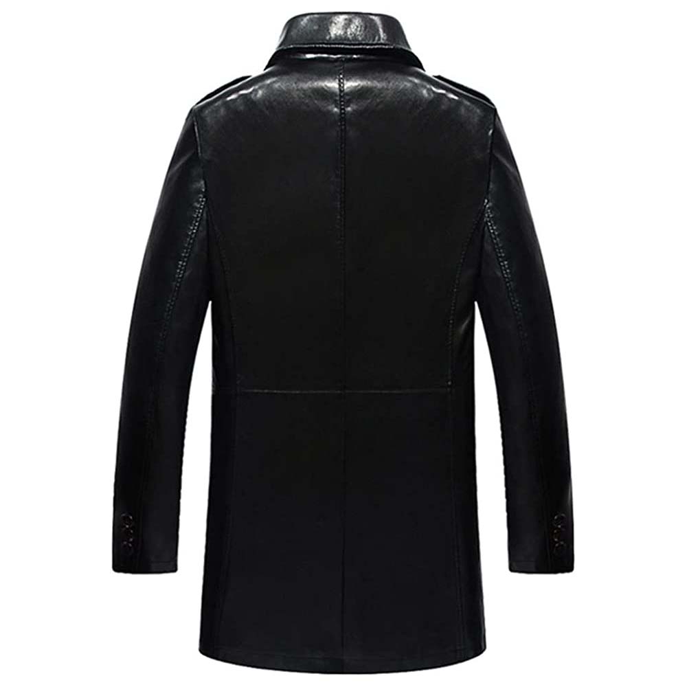 Mens Breasted Sheepskin Winter Casual Trench  Leather Coat