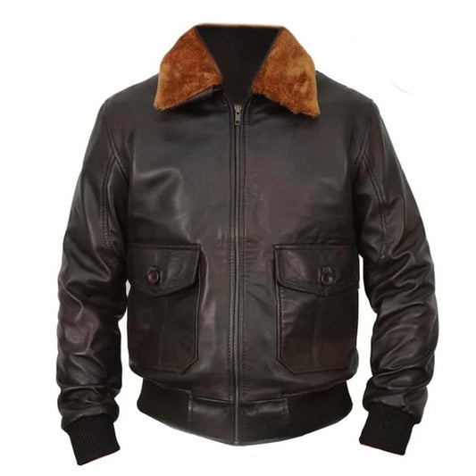 Mens Brown Flight Pilot Leather Jacket
