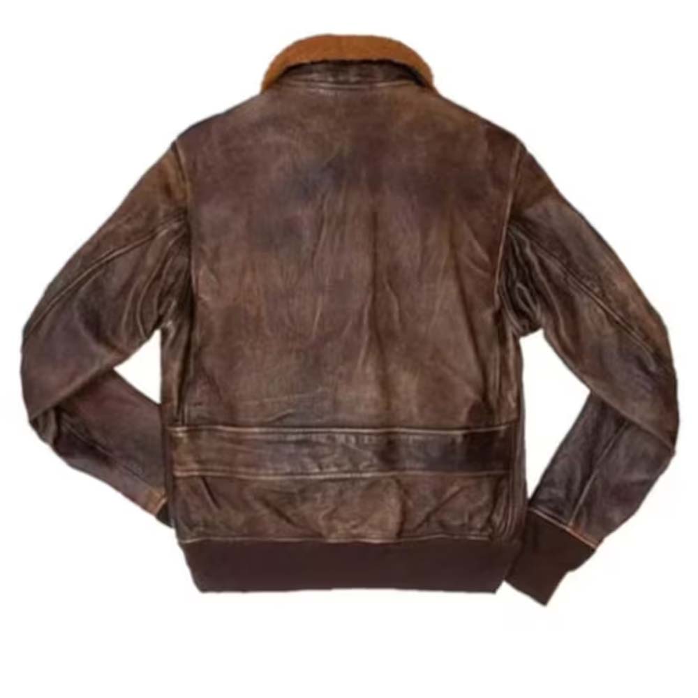 Mens Distressed Leather A2 Flight Bomber Military Jacket