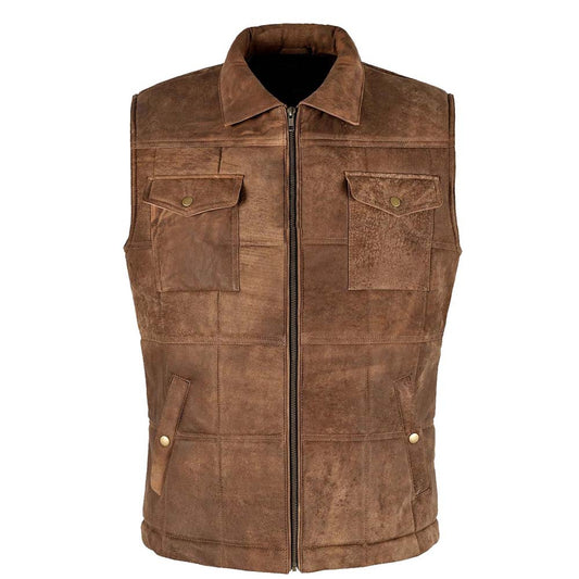 Mens Vintage Brown Leather Vest