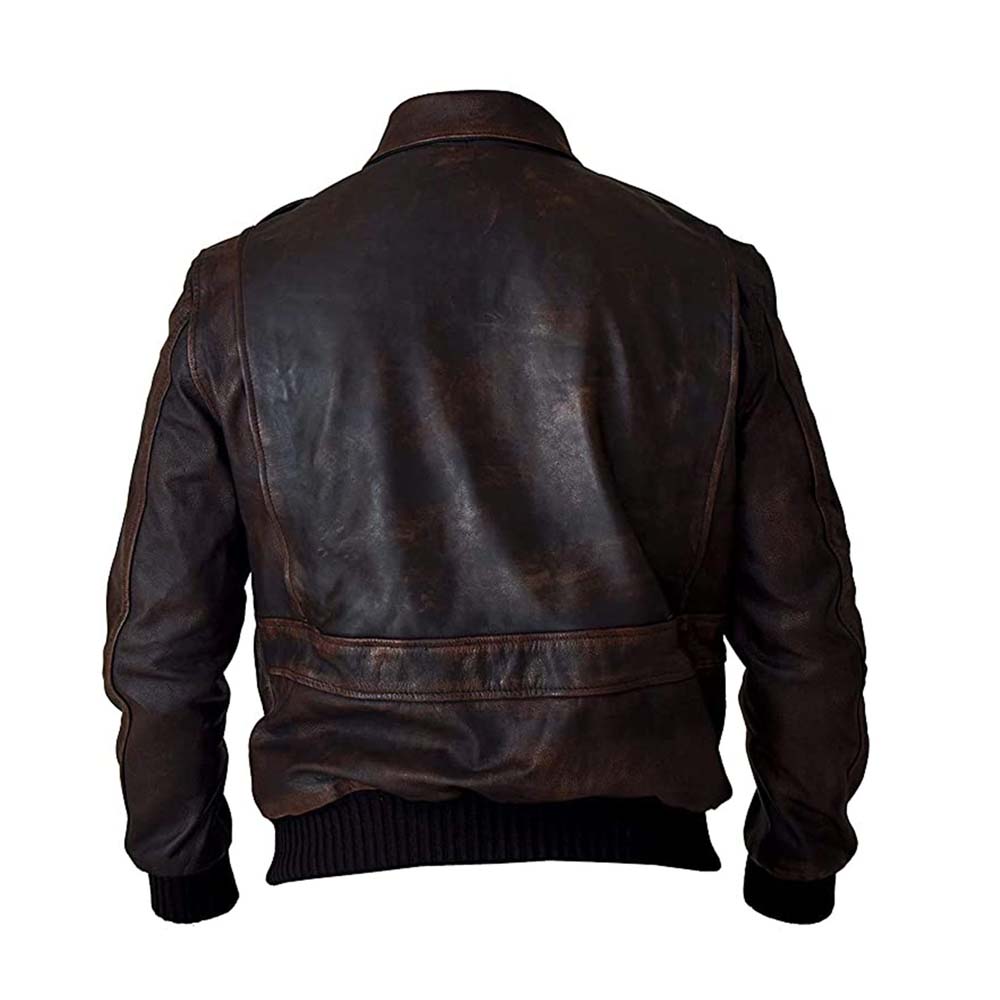 Mens Genuine A2 Bomber Aviator Military Leather Jacket