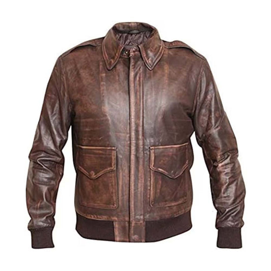 A2 Military Bomber Leather Jacket for Men