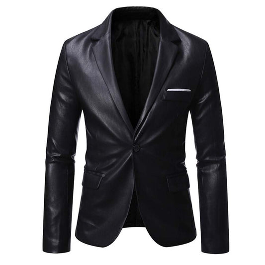 Luxury Mens Black Casual Winter Leather Blazer
