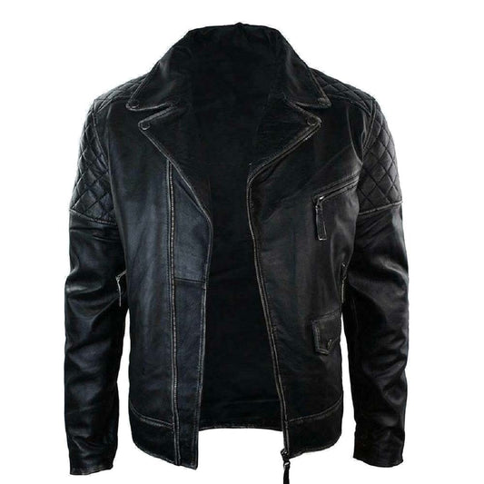 Men’s Distressed Motorcycle black Leather Jacket