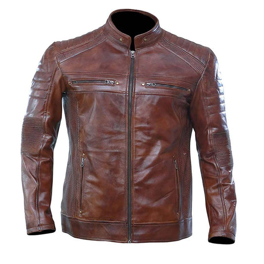 Motorcycle Genuine Leather Jacket For Men