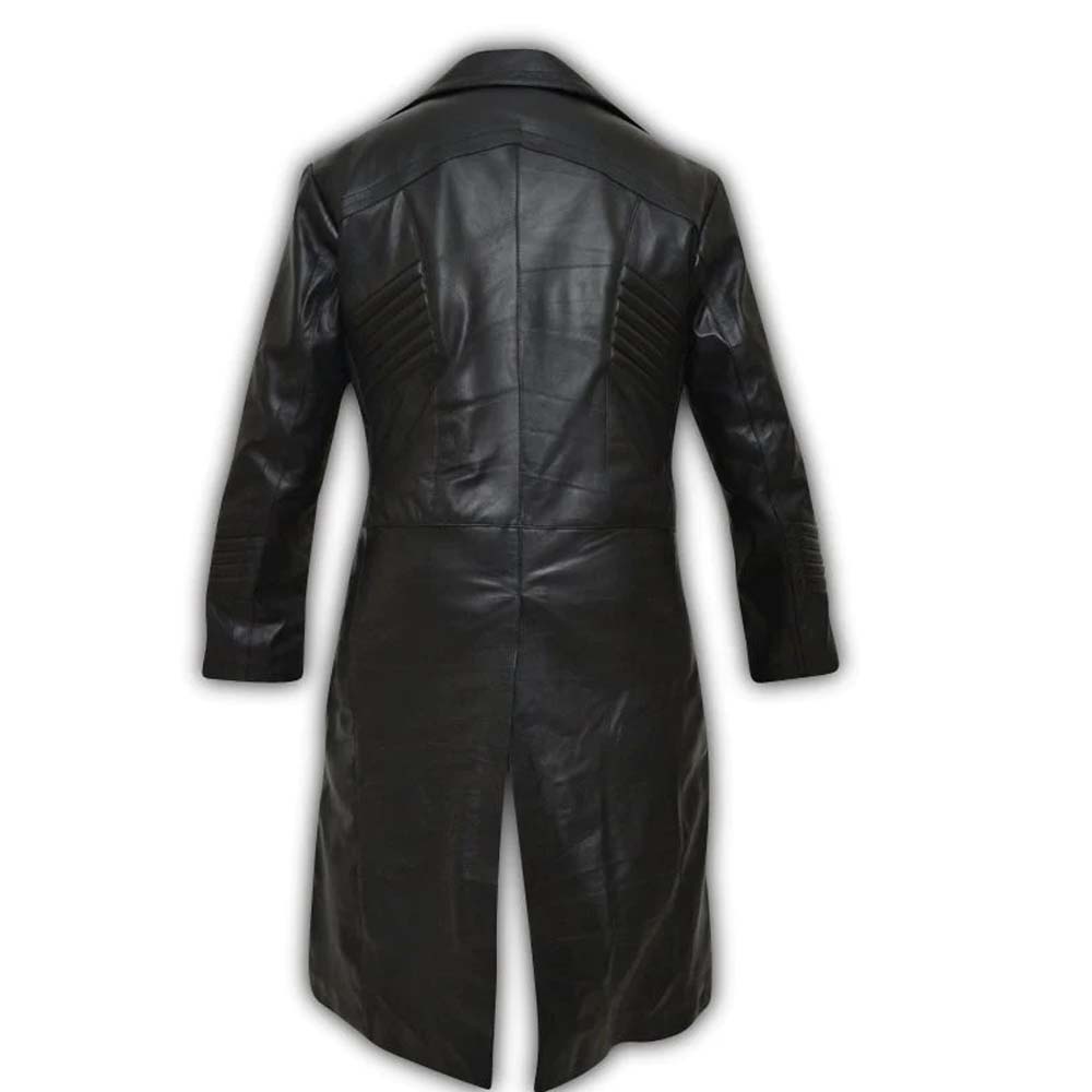 Mens Black stylish Leather Duster Coat