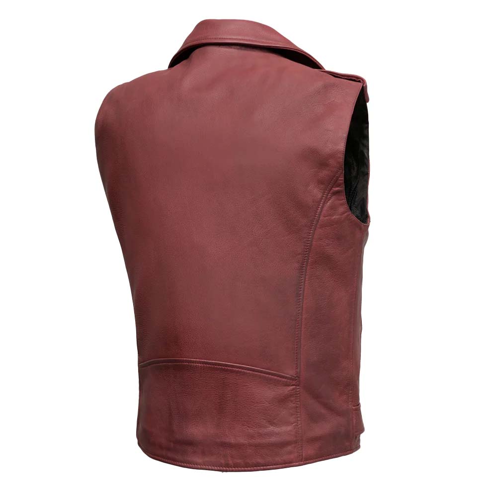 Mens Real Puffer Leather Jacket in Maroon