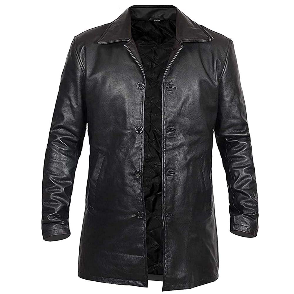Stylish Mens Black Classic Leather Blazer
