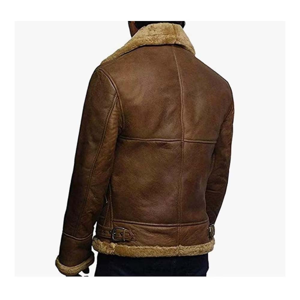 Mens Genuine Sheepskin Leather Flying Jacket