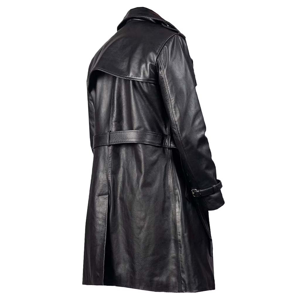 Handmade Black Leather Duster Coat For Men