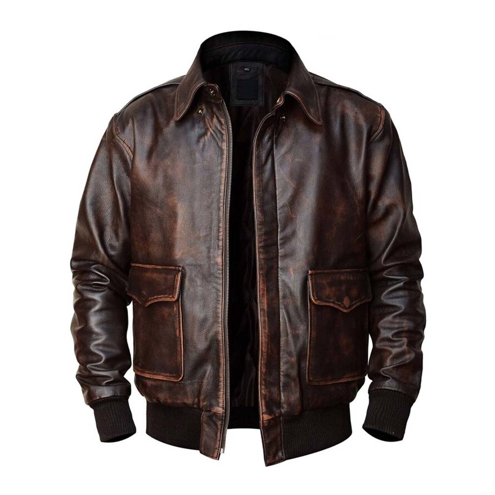 Mens A2 Aviator Flight Chocolate Brown Genuine Leather Jacket