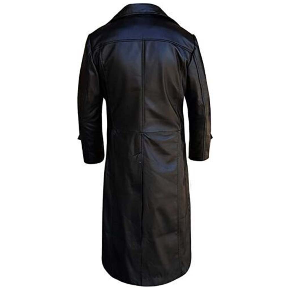 Mens Black Full Length Leather Duster Coat