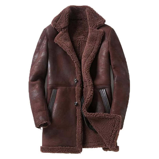 Genuine Leather Shearling Sheepskin Coat For Men