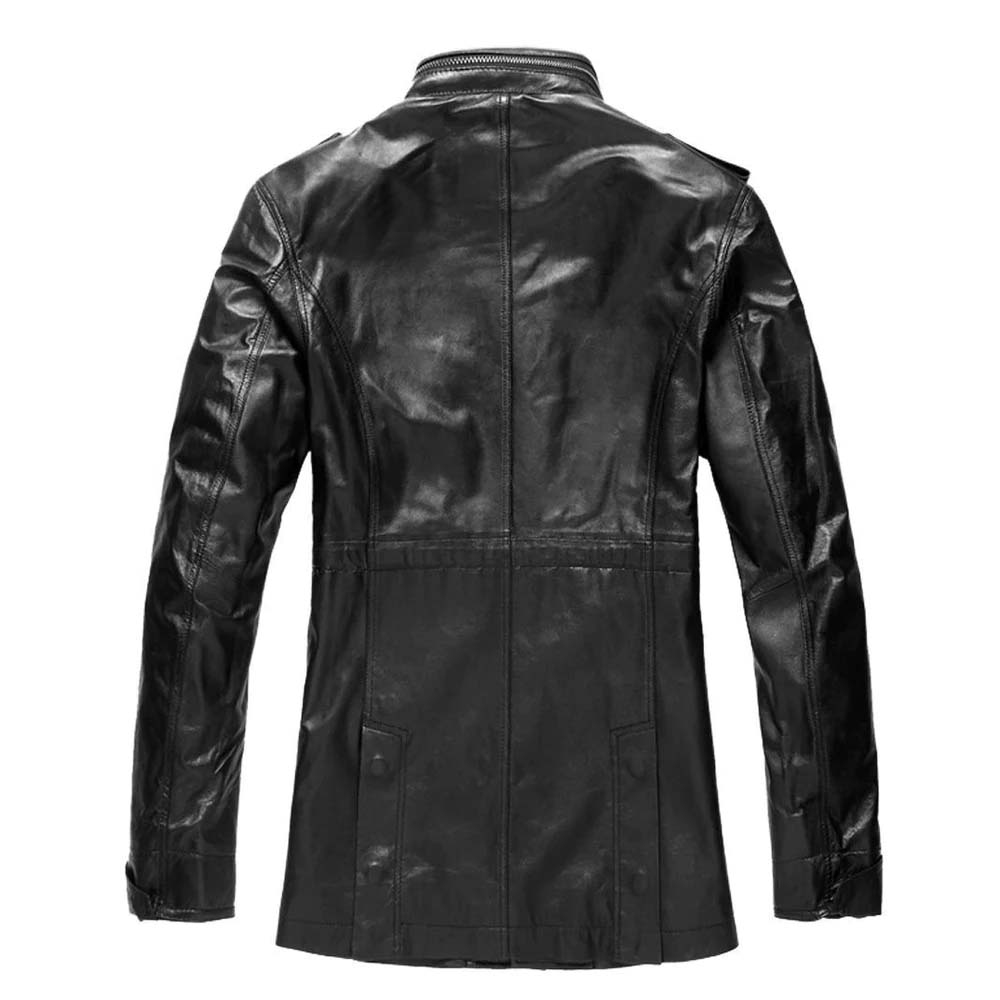 Mens Genuine Lambskin Trench Real Leather Coat